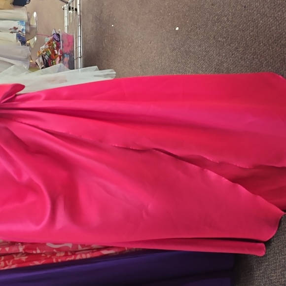 Hot Pink Strapless Prom Dress - Picture 2 of 7